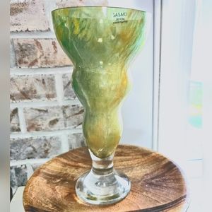 Mid Century Sasaki Handcrafted Large Glass Vase Vintage